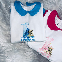 Blue first Christmas baby grow (optional personalisation)