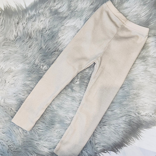 Cream ribbed leggings