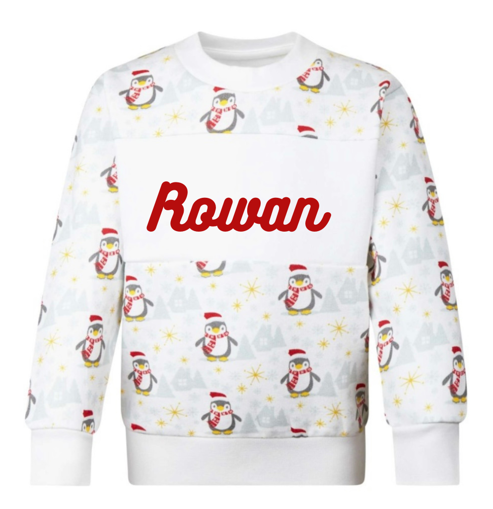 Personalised penguin Christmas sweater