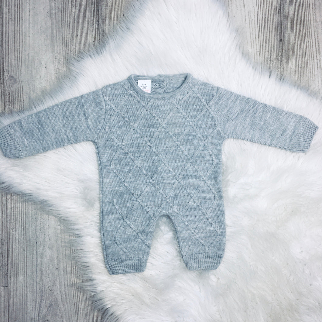 Grey knitted diamond romper