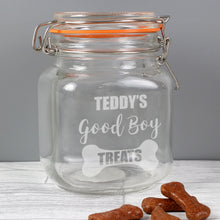 Personalised Good Boy Treats Glass Kilner Jar