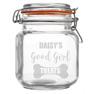 Personalised Good Girl Treats Glass Kilner Jar