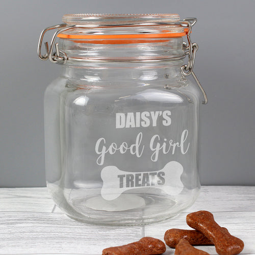 Personalised Good Girl Treats Glass Kilner Jar