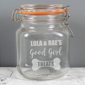 Personalised Good Girl Treats Glass Kilner Jar