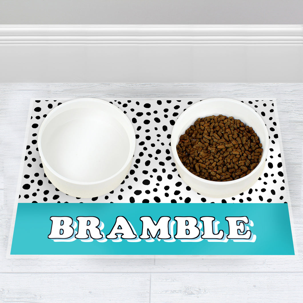 Personalised Blue Spots Dog Placemat