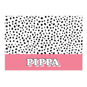 Personalised Pink Spots Dog Placemat