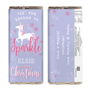 Personalised Unicorn Season To Sparkle Milk Chocolate Bar