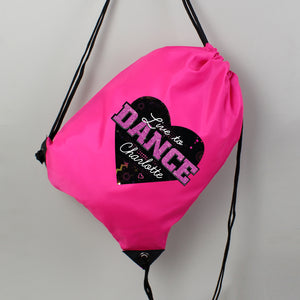 Personalised 'Live to Dance' Pink Kit Bag