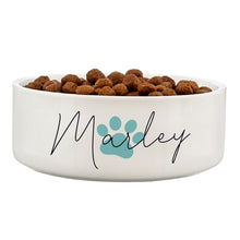 Personalised Blue Pawprint Name 14cm Medium Pet Bowl