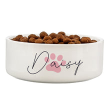 Personalised Pink Pawprint Name 14cm Medium Pet Bowl