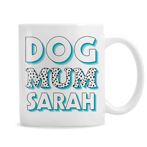 Personalised Dog Mum Blue Spots Mug