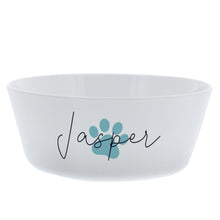 Personalised Blue Pawprint Plastic Cat Bowl