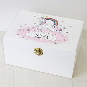 Personalised Unicorn White Wooden Keepsake Box