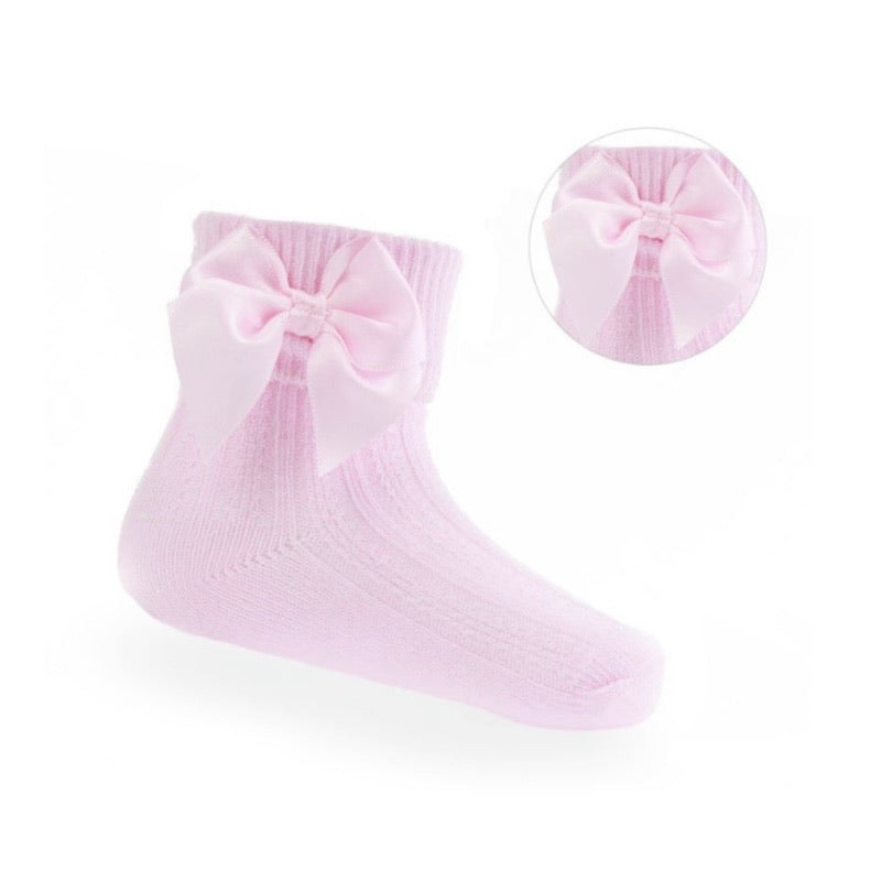 Pink bow ankle sock