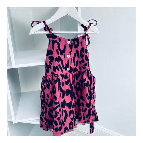 Raspberry leopard print dress