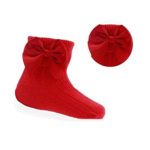 Red bow ankle sock